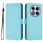 For Redmi Note 14 Pro 5G Global Skin Feel Solid Color Leather Phone Case with Lanyard(Sky Blue) - 2