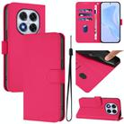 For Redmi Note 14 Pro 5G Global Skin Feel Solid Color Leather Phone Case with Lanyard(Rose Red) - 1