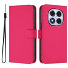 For Redmi Note 14 Pro 5G Global Skin Feel Solid Color Leather Phone Case with Lanyard(Rose Red) - 2