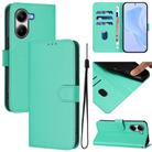For Redmi Turbo 4 Skin Feel Solid Color Leather Phone Case with Lanyard(Green) - 1