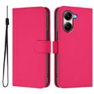 For Redmi Turbo 4 Skin Feel Solid Color Leather Phone Case with Lanyard(Rose Red) - 2