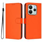 For Redmi Note 14 4G EU 164.84mm Skin Feel Solid Color Leather Phone Case with Lanyard(Orange) - 2