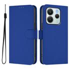 For Redmi Note 14 4G EU 164.84mm Skin Feel Solid Color Leather Phone Case with Lanyard(Dark Blue) - 2