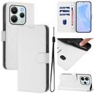 For Redmi Note 14 4G EU 164.84mm Skin Feel Solid Color Leather Phone Case with Lanyard(White) - 1