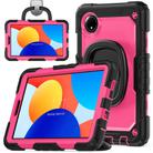 For Xiaomi Redmi Pad SE 8.7 2024 D Type Silicone Hybrid PC Tablet Case with Handle Holder(Rose Red PC) - 1