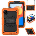For Xiaomi Redmi Pad SE 8.7 2024 Turntable Holder Silicone Hybrid PC Tablet Case with Shoulder Strap(Orange+Black) - 1