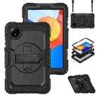 For Xiaomi Redmi Pad SE 8.7 2024 Turntable Holder Silicone Hybrid PC Tablet Case with Shoulder Strap(Black) - 1