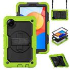 For Xiaomi Redmi Pad SE 8.7 2024 Turntable Holder Silicone Hybrid PC Tablet Case with Shoulder Strap(Yellow Green+Black) - 1