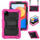 For Xiaomi Redmi Pad SE 8.7 2024 Turntable Holder Silicone Hybrid PC Tablet Case with Shoulder Strap(Rose Red+Black) - 1