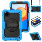 For Xiaomi Redmi Pad SE 8.7 2024 Turntable Holder Silicone Hybrid PC Tablet Case with Shoulder Strap(Light Blue+Black) - 1