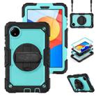 For Xiaomi Redmi Pad SE 8.7 2024 Turntable Holder Silicone Hybrid PC Tablet Case with Shoulder Strap(Black+Light Blue) - 1