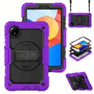 For Xiaomi Redmi Pad SE 8.7 2024 Turntable Holder Silicone Hybrid PC Tablet Case with Shoulder Strap(Purple+Black) - 1