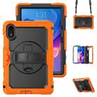 For Xiaomi Redmi Pad 2 Turntable Holder Silicone Hybrid PC Tablet Case with Shoulder Strap(Orange+Black) - 1