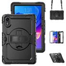 For Xiaomi Redmi Pad 2 Turntable Holder Silicone Hybrid PC Tablet Case with Shoulder Strap(Black) - 1