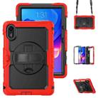 For Xiaomi Redmi Pad 2 Turntable Holder Silicone Hybrid PC Tablet Case with Shoulder Strap(Red+Black) - 1