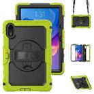 For Xiaomi Redmi Pad 2 Turntable Holder Silicone Hybrid PC Tablet Case with Shoulder Strap(Yellow Green+Black) - 1