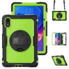 For Xiaomi Redmi Pad 2 Turntable Holder Silicone Hybrid PC Tablet Case with Shoulder Strap(Black+Yellow Green) - 1
