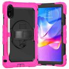 For Xiaomi Redmi Pad 2 Turntable Holder Silicone Hybrid PC Tablet Case with Shoulder Strap(Rose Red+Black) - 2