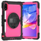For Xiaomi Redmi Pad 2 Turntable Holder Silicone Hybrid PC Tablet Case with Shoulder Strap(Black+Rose Red) - 2