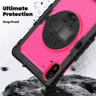 For Xiaomi Redmi Pad 2 Turntable Holder Silicone Hybrid PC Tablet Case with Shoulder Strap(Black+Rose Red) - 3