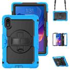 For Xiaomi Redmi Pad 2 Turntable Holder Silicone Hybrid PC Tablet Case with Shoulder Strap(Light Blue+Black) - 1