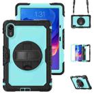 For Xiaomi Redmi Pad 2 Turntable Holder Silicone Hybrid PC Tablet Case with Shoulder Strap(Black+Light Blue) - 1