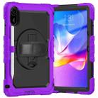 For Xiaomi Redmi Pad 2 Turntable Holder Silicone Hybrid PC Tablet Case with Shoulder Strap(Purple+Black) - 2