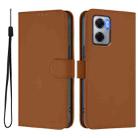 For Xiaomi Poco M4 5G / M5 4G Skin Feel Solid Color Leather Phone Case with Lanyard(Brown) - 2