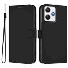 For Xiaomi Poco M6 Pro 5G Skin Feel Solid Color Leather Phone Case with Lanyard(Black) - 2