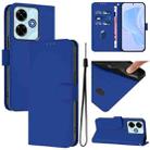 For Xiaomi Poco M6 4G Skin Feel Solid Color Leather Phone Case with Lanyard(Dark Blue) - 1