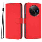 For Xiaomi Poco C61 4G Global Skin Feel Solid Color Leather Phone Case with Lanyard(Red) - 2