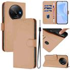 For Xiaomi Poco C61 4G Global Skin Feel Solid Color Leather Phone Case with Lanyard(Nude) - 1