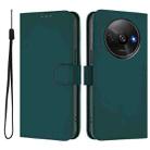 For Xiaomi Poco C61 4G Global Skin Feel Solid Color Leather Phone Case with Lanyard(Dark Green) - 2