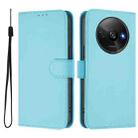 For Xiaomi Poco C61 4G Global Skin Feel Solid Color Leather Phone Case with Lanyard(Sky Blue) - 2