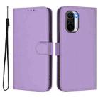 For Xiaomi Poco F3 Skin Feel Solid Color Leather Phone Case with Lanyard(Lavender Purple) - 2