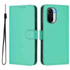 For Xiaomi Poco F3 Skin Feel Solid Color Leather Phone Case with Lanyard(Green) - 2