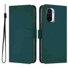 For Xiaomi Poco F3 Skin Feel Solid Color Leather Phone Case with Lanyard(Dark Green) - 2