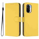 For Xiaomi Poco F3 Skin Feel Solid Color Leather Phone Case with Lanyard(Lemon Yellow) - 2