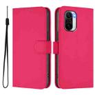 For Xiaomi Poco F3 Skin Feel Solid Color Leather Phone Case with Lanyard(Rose Red) - 2