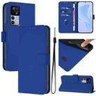 For Xiaomi 12T / 12T Pro Skin Feel Solid Color Leather Phone Case with Lanyard(Dark Blue) - 1