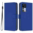 For Xiaomi 12T / 12T Pro Skin Feel Solid Color Leather Phone Case with Lanyard(Dark Blue) - 2