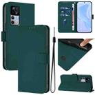 For Xiaomi 12T / 12T Pro Skin Feel Solid Color Leather Phone Case with Lanyard(Dark Green) - 1