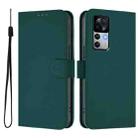 For Xiaomi 12T / 12T Pro Skin Feel Solid Color Leather Phone Case with Lanyard(Dark Green) - 2