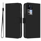 For Xiaomi 12T / 12T Pro Skin Feel Solid Color Leather Phone Case with Lanyard(Black) - 2