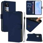 For Xiaomi 12T / 12T Pro Skin Feel Solid Color Leather Phone Case with Lanyard(Navy Blue) - 1