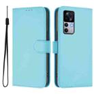 For Xiaomi 12T / 12T Pro Skin Feel Solid Color Leather Phone Case with Lanyard(Sky Blue) - 2