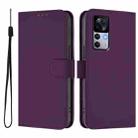 For Xiaomi 12T / 12T Pro Skin Feel Solid Color Leather Phone Case with Lanyard(Violet) - 2