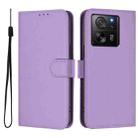 For Xiaomi 13T Pro Global / 13T Global Skin Feel Solid Color Leather Phone Case with Lanyard(Lavender Purple) - 2