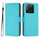 For Xiaomi 13T Pro Global / 13T Global Skin Feel Solid Color Leather Phone Case with Lanyard(Lake Blue) - 2