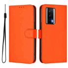 For Xiaomi Poco F5 Pro Skin Feel Solid Color Leather Phone Case with Lanyard(Orange) - 2